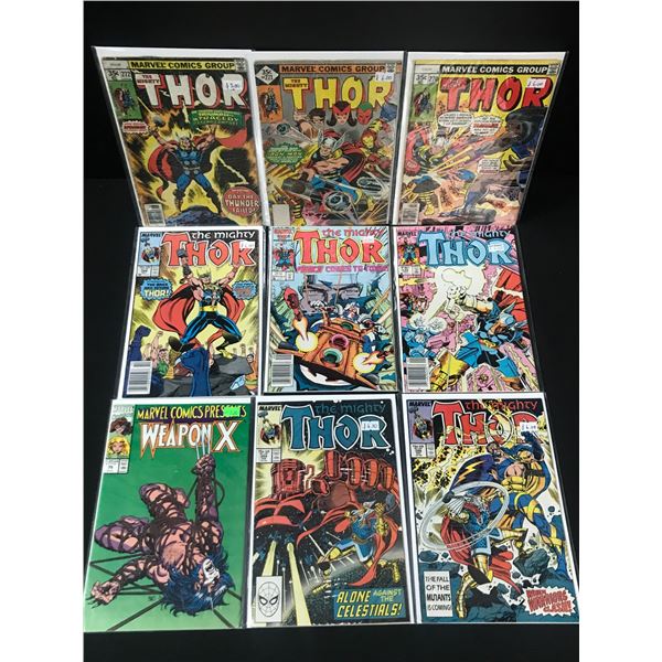 LOT OF 9 MARVEL COMICS INCLUDING 8 X THE MIGHTY THOR