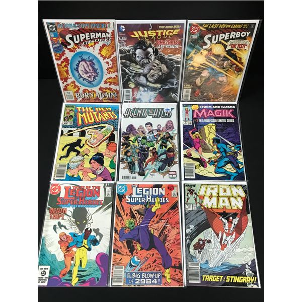 LOT OF 9 MIXED TITLE COMICS - MARVEL AND DC