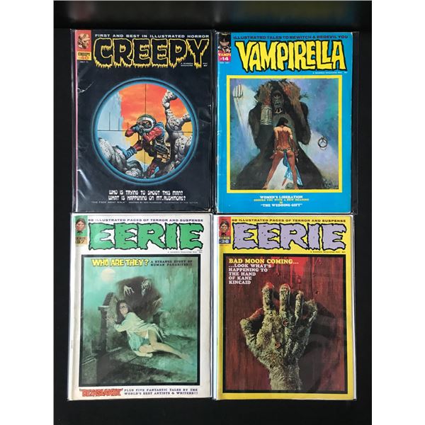LOT OF 4 HORROR TYPE COMICS INCLUDING 2 X EERIE - VARIOUS PUBLISHERS
