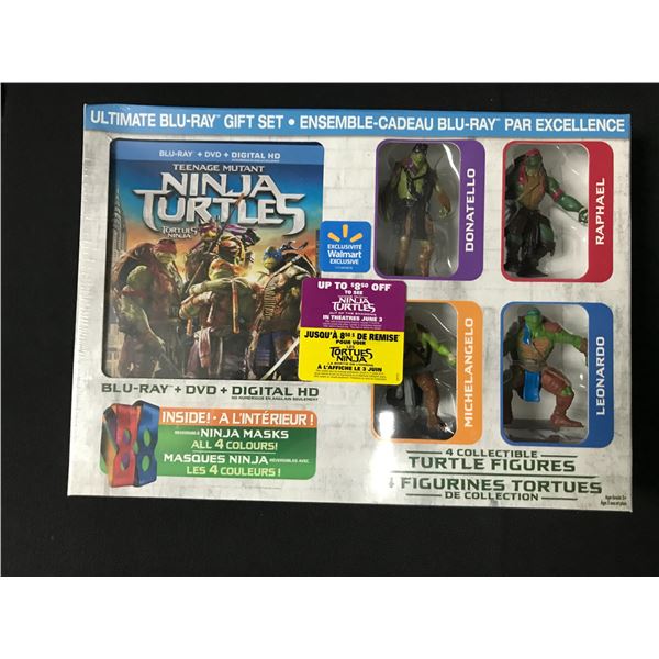 TEENAGE MUTANT NINJA TURTLES BLUE RAY GIFT SET WITH 4 COLLECTIBLE TURTLES