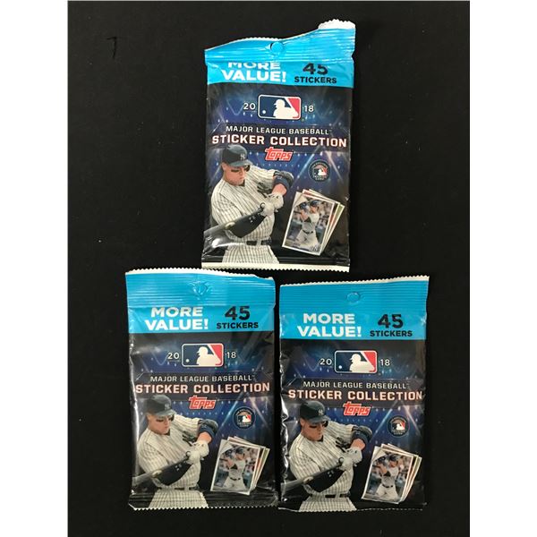 LOT OF 3 2O18 TOPPS MLB STICKER COLLECTION SEALED BOOSTER PACKS