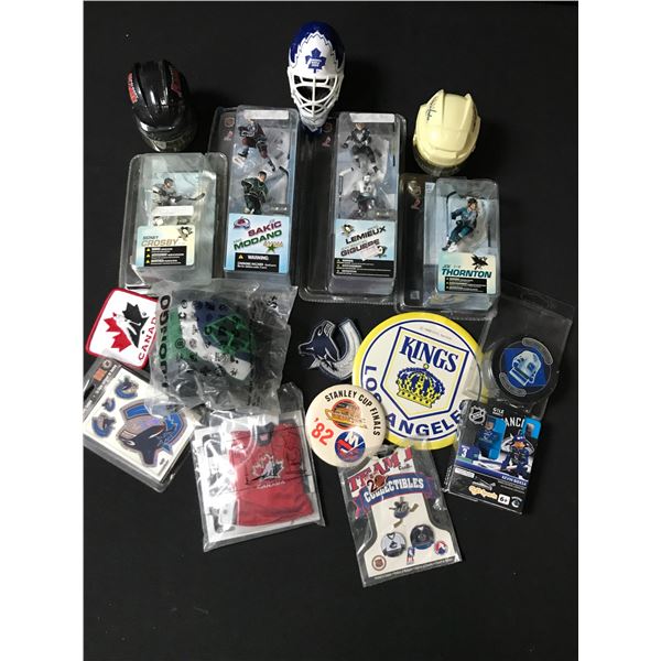 LOT OF HOCKEY MEMORABILIA INCLUDING ACTION FIGURES