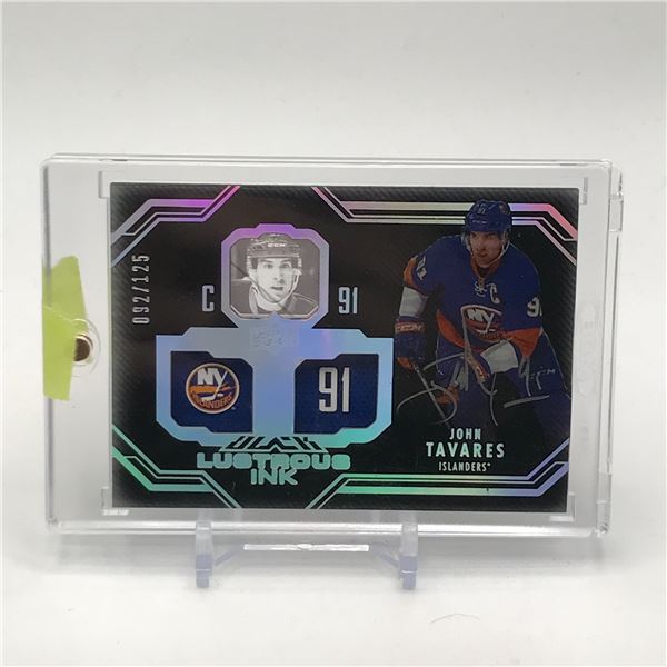 2016-17 UPPER DECK BLACK JOHN TAVARES SIGNED LUSTROUS INK TRADING CARD 092/125
