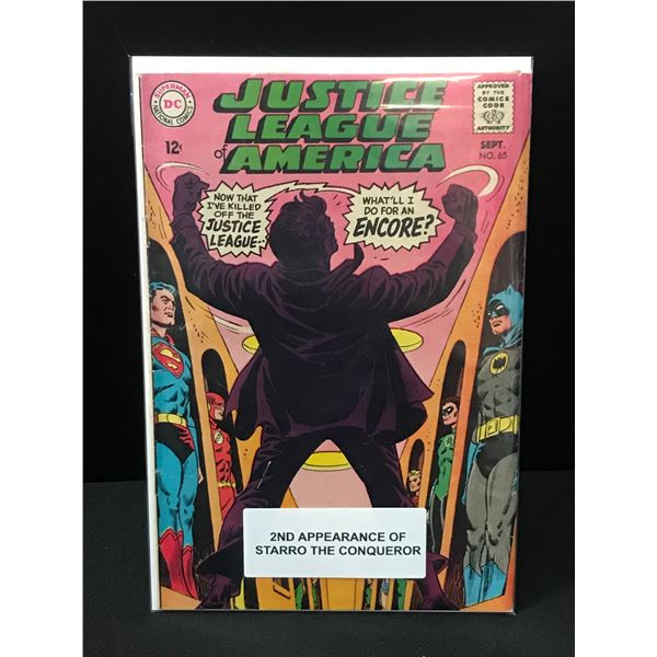 JUSTICE LEAGUE OF AMERICA #65 2ND APPEARANCE OF STARRO THE COINQUERER - DC COMICS
