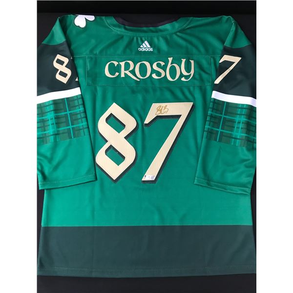 SIDNEY CROSBY SIGNED ST PATRICKS DAY PITTSBURGH PENGUINS CUSTOM JERSEY - ACE COA