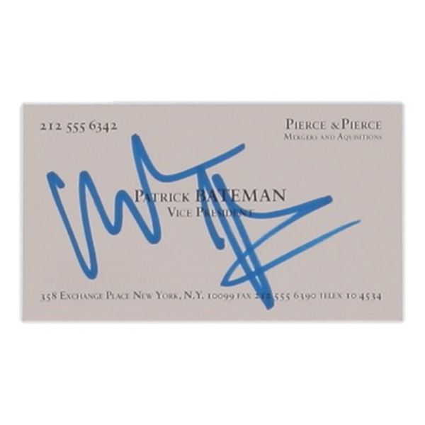 CHRISTIAN BALE SIGNED PATRICK BATEMAN BUSINESS CARD - JSA COA