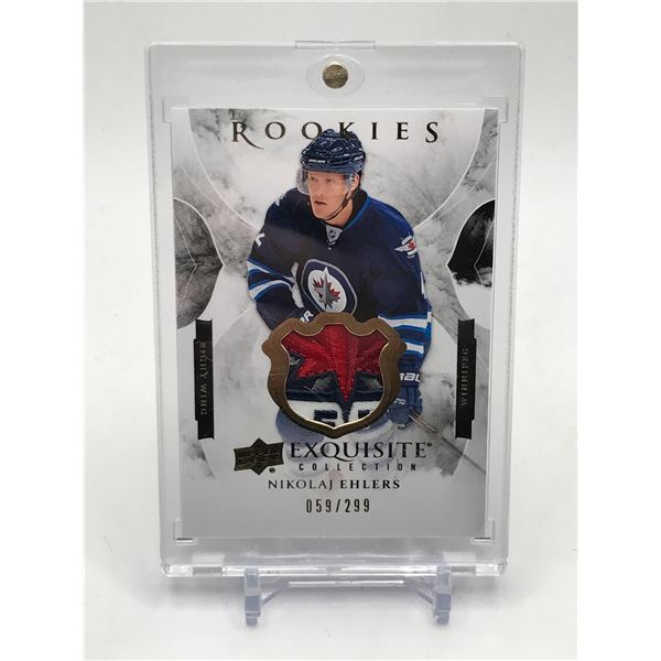 2015-16 UPPER DECK EXQUISITE COLLECTION NICKOLAJ EHLERS PATCH ROOKIES TRADING CARD 059/299