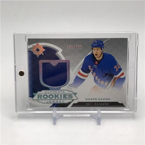 2019-20 UPPER DECK ULTIMATE COLLECTION HOCKEY KAAPO KAKKO PATCH ULTIMATE ROOKIES JERSEY CARD 161/399