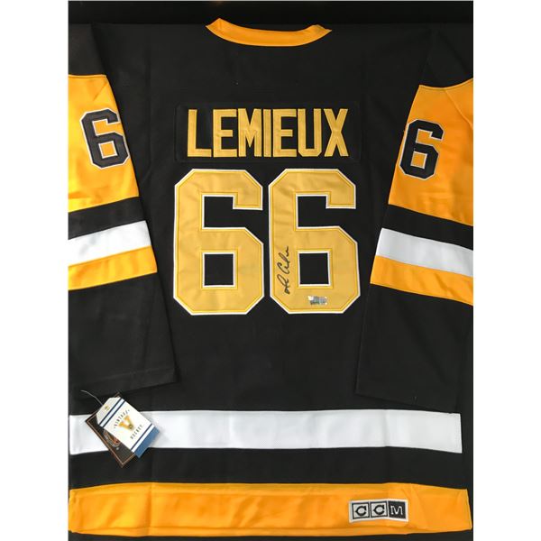 MARIO LEMIEUX SIGNED PITTSBURGH PENGUINS CUSTOM JERSSEY - ACE COA