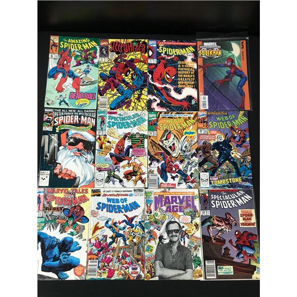 LOT OF 12 COMICS FEATURING SPIDERMAN - MARVEL COMICS