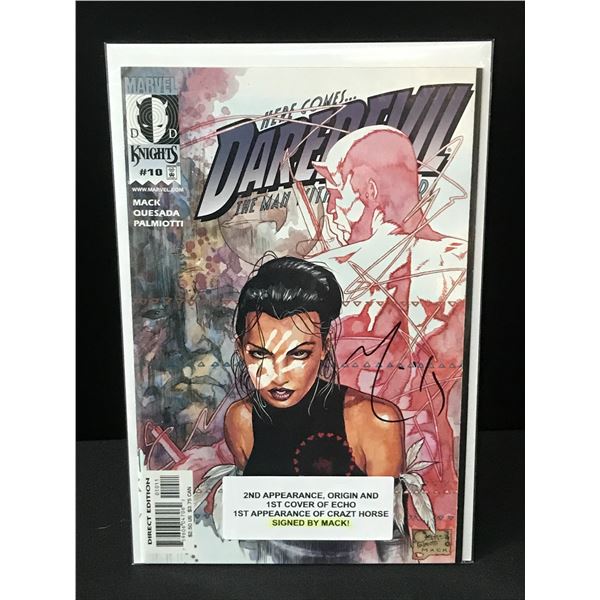 DAREDEVIL #10 2ND APPEARANCE AND ORIGIN OF ECHO 1ST APPEARANCE OF CRAZY HORSE SIGNED BY MACK MARVEL