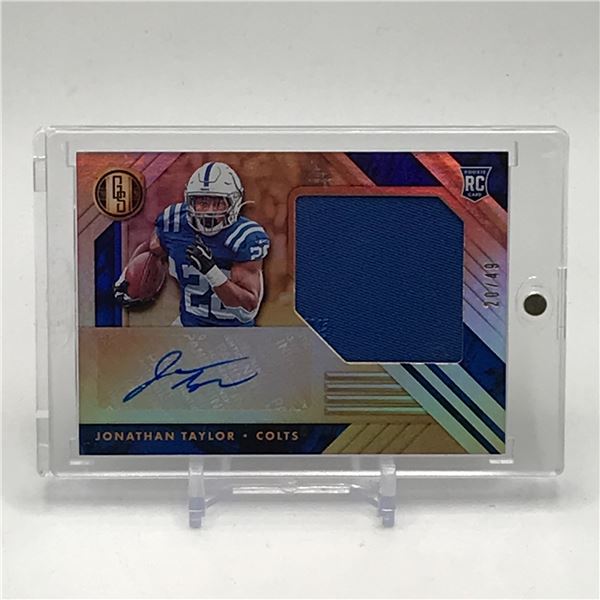 2020 PANINI GOLD STANDARD FOOTBALL JONATHAN TAYLOR ROOKIE PATCH AUTO CARD 20/49