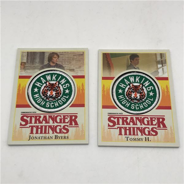 LOT OF 2 STRANGER THINGS HAWKINS HIGH SCHOOL PATCH TRADING CARDS