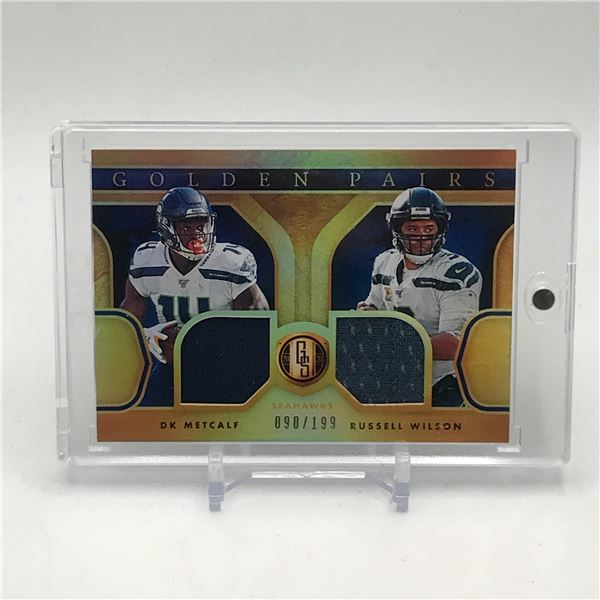 2020 PANINI GOLD STANDARD FOOTBALL GOLDEN PAIRS D.K METCALF AND RUSSEL WILSON DUAL PATCH CARD 90/199