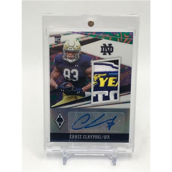 2020 PANINI CHROINCLES DRAFT PICKS CHASE CLAYPOOL SIGNED PATCH ROOKIE TRADING CARD 2/5