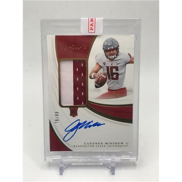 2019 PANINI IMMACULATE COLLECTION COLLEGIATE GARDNER MINSHEW SIGNED PATCH TRADING CARD 78/99