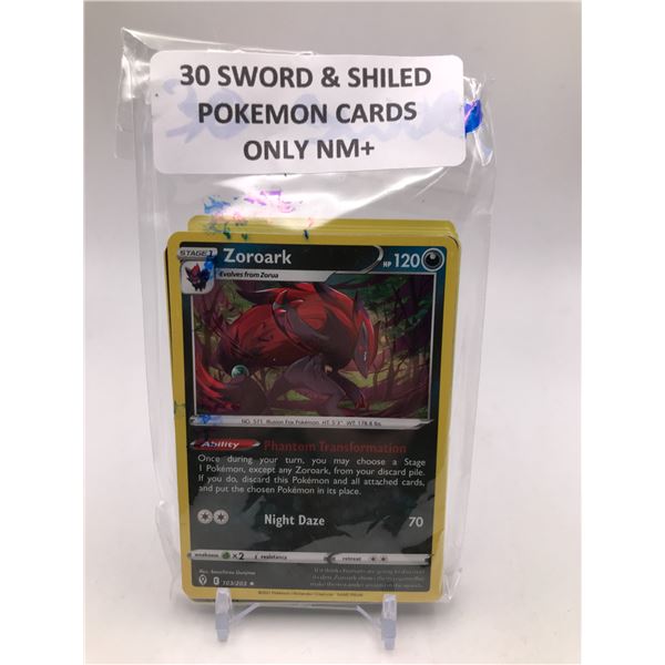 LOT OF 3O POKEMON TCG CARDS SWORD AND SHIELD ONLY NM+