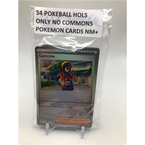 LOT OF 34 POKEMON TCG CARDS POKEBALL HOLOS NO COMMONS NM+