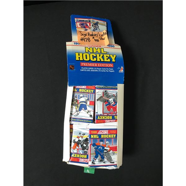 1990 NHL HOCKEY PREMIER EDITION OPEN BOX CONTAINING SEALED BOOSTER PACKS