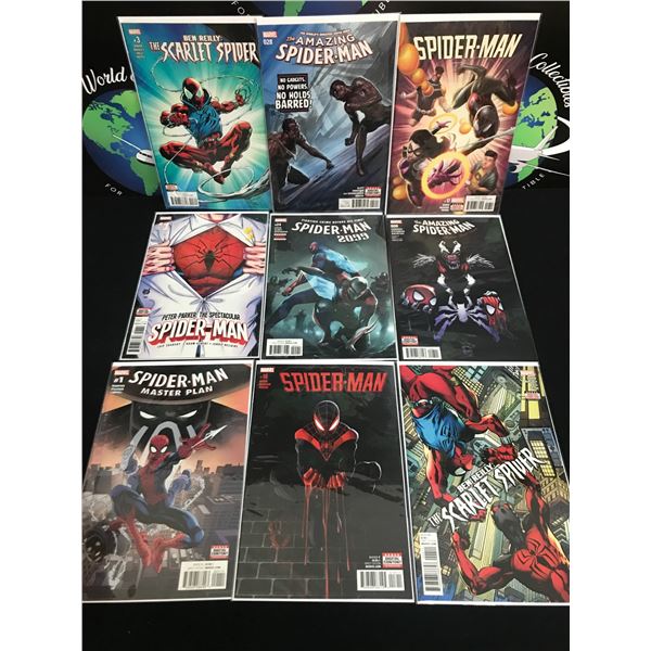 LOT OF 9 COMICS FEATURING SPIDERMAN - MARVEL COMICS
