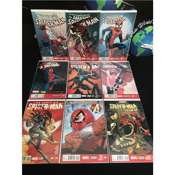 LOT OF 9 COMICS FEATURING SPIDERMAN - MARVEL COMICS