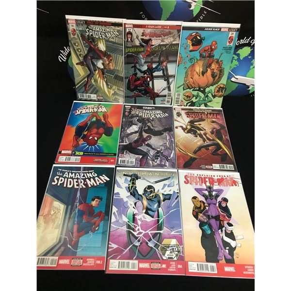 LOT OF 9 COMICS FEATURING SPIDERMAN - MARVEL COMICS