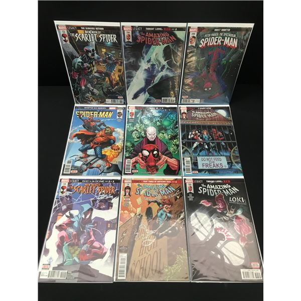 LOT OF 9 COMICS FEATURING SPIDERMAN - MARVEL COMICS