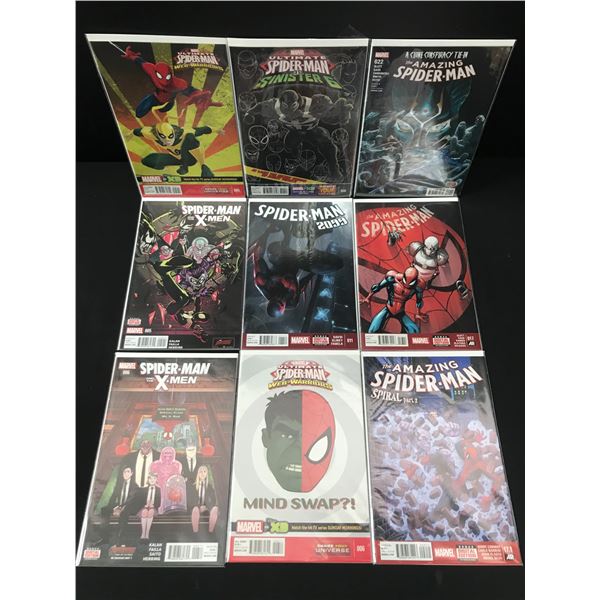 LOT OF 9 COMICS FEATURING SPIDERMAN - MARVEL COMICS