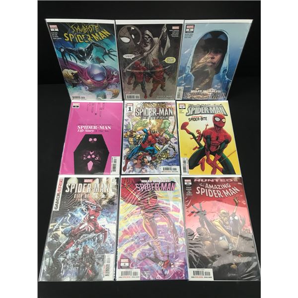 LOT OF 9 COMICS FEATURING SPIDERMAN - MARVEL COMICS