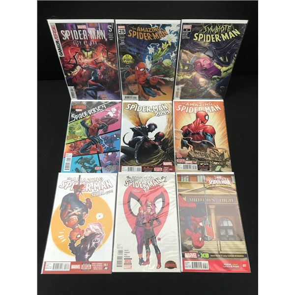 LOT OF 9 COMICS FEATURING SPIDERMAN - MARVEL COMICS