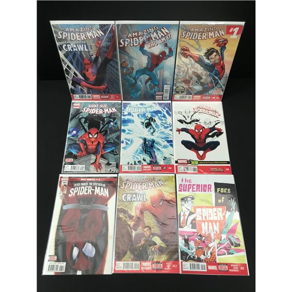 LOT OF 9 COMICS FEATURING SPIDERMAN - MARVEL COMICS