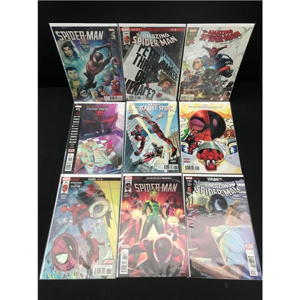 LOT OF 9 COMICS FEATURING SPIDERMAN - MARVEL COMICS