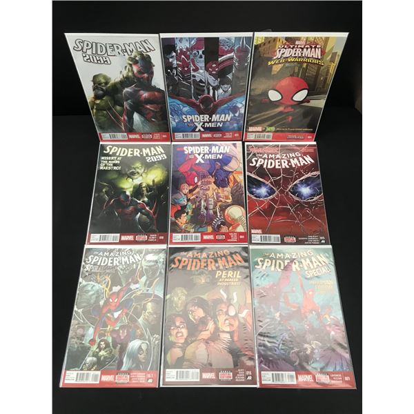 LOT OF 9 COMICS FEATURING SPIDERMAN - MARVEL COMICS