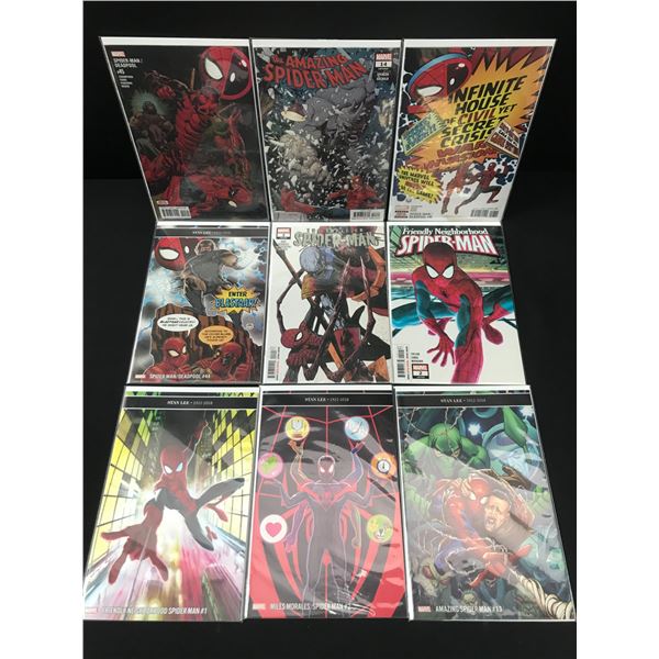 LOT OF 9 COMICS FEATURING SPIDERMAN - MARVEL COMICS