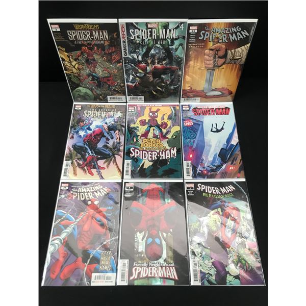 LOT OF 9 COMICS FEATURING SPIDERMAN - MARVEL COMICS