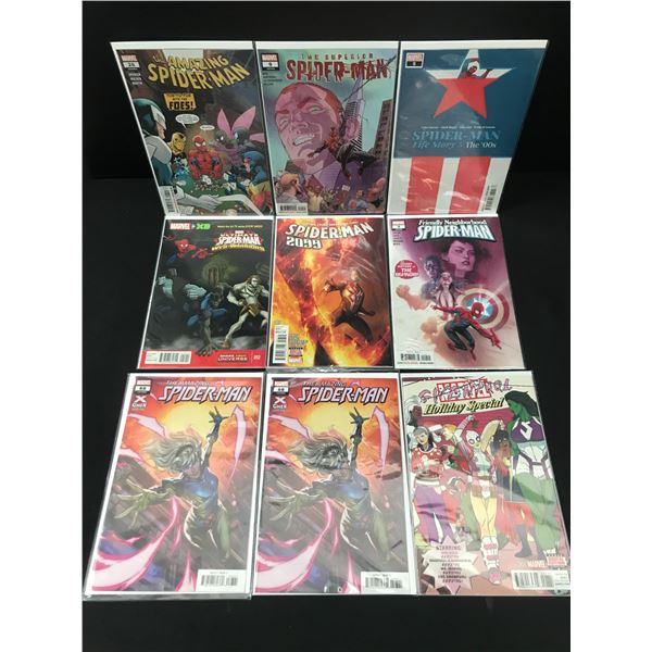 LOT OF 9 COMICS FEATURING SPIDERMAN - MARVEL COMICS