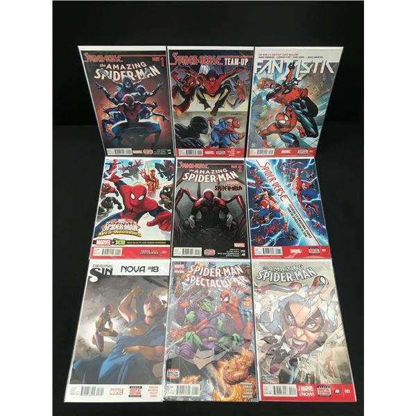 LOT OF 9 COMICS FEATURING SPIDERMAN - MARVEL COMICS