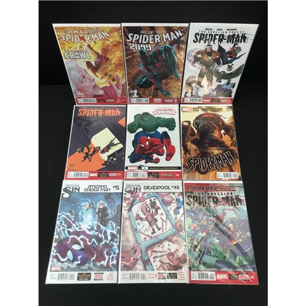 LOT OF 9 COMICS FEATURING SPIDERMAN - MARVEL COMICS