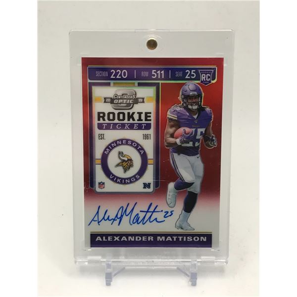 2019 PANINI CONTENDERS ALEXANDER MATTISON ROOKIE AUTOGRAPH 184/199