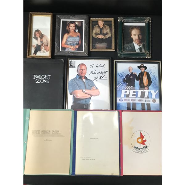 LARGE LOT OF AUTOGRAPHED PHOTOS AND MOVIE SCRIPTS (FROM ESTATE)