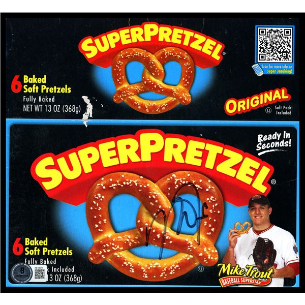 MIKE TROUT SIGNED SUPER PRETZEL BOX (BECKETT COA)