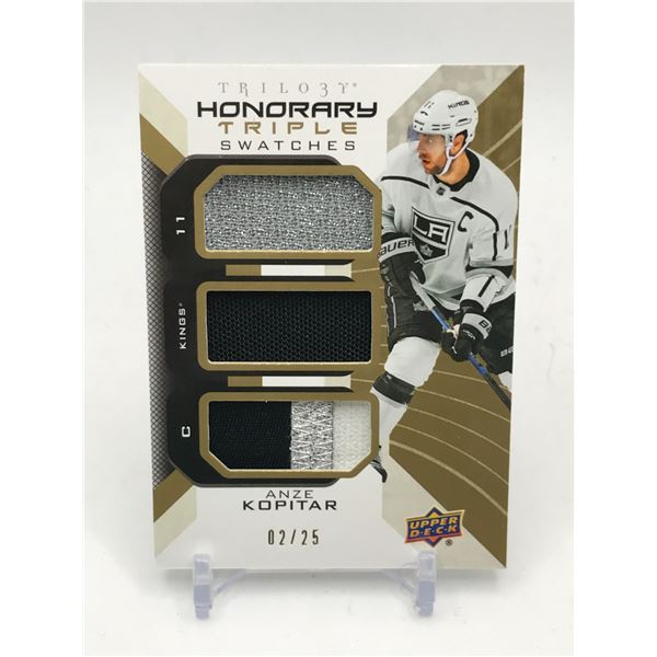 2019 UPPER DECK TRILOGY TRIPLE PATCH ANZE KOPITAR 2/25