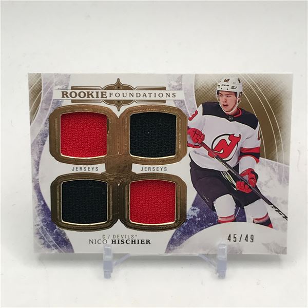 2017-18 UPPER DECK THE CUP NICO HISCHIER ROOKIE FOUNDATIONS QUAD PATCH 45/49