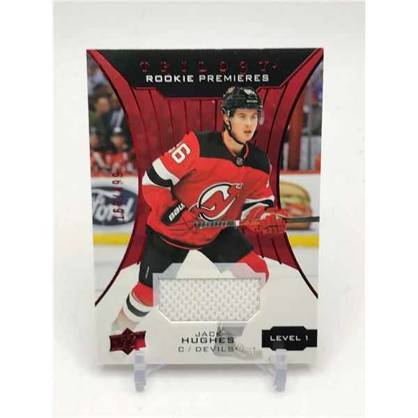 2019-20 UPPER DECK TRILOGY JACK HUGHES ROOKIE PREMIERES PATCH 169/499