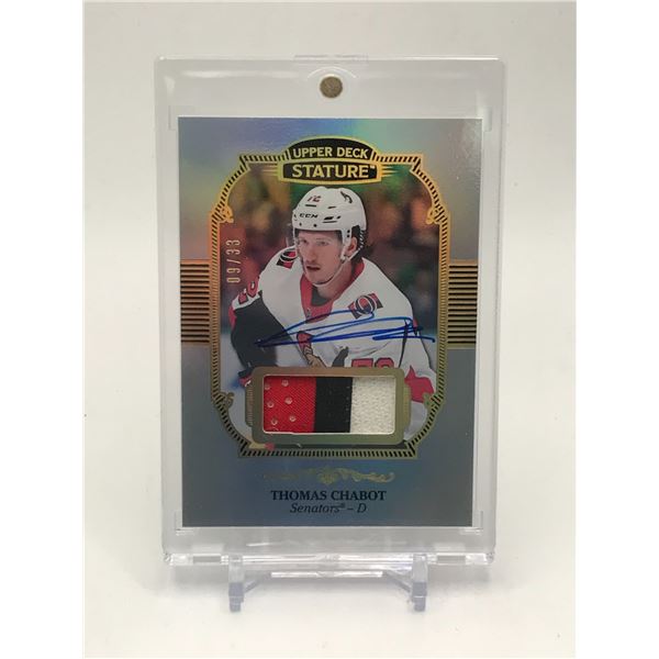 2019-20 UPPER DECK STATURE THOMAS CHABOT ROOKIE PATCH AUTO 9/33