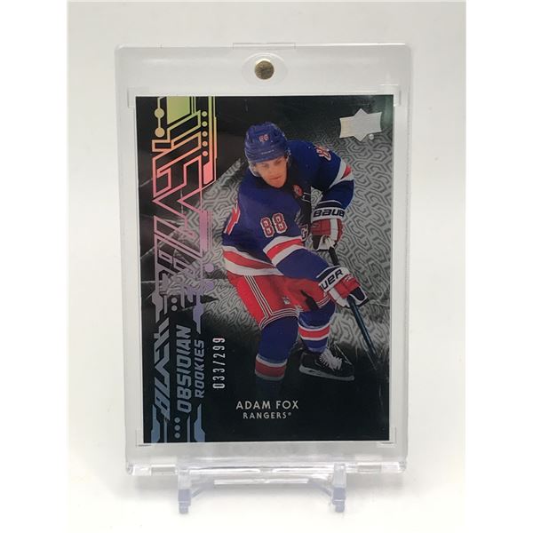 2019-20 UPPER DECK BLACK OBSIDIAN ROOKIES ADAM FOX 33/299