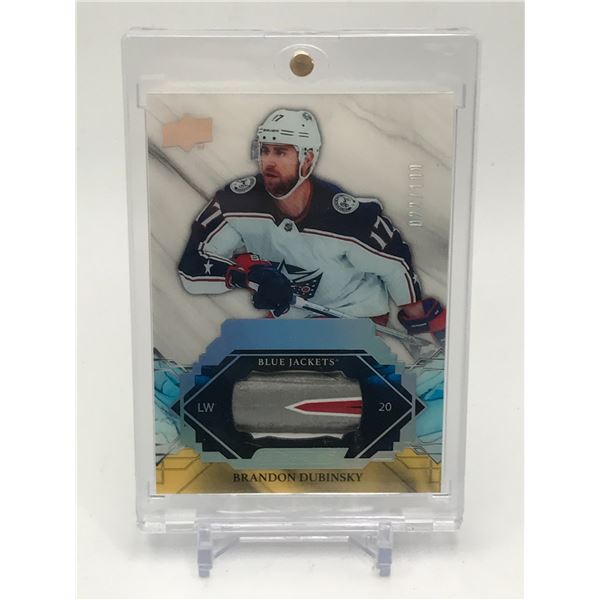 2019-20 UPPER DECK ENGRAINED BRANDON DUBINSKY GAME USED STICK 22/100