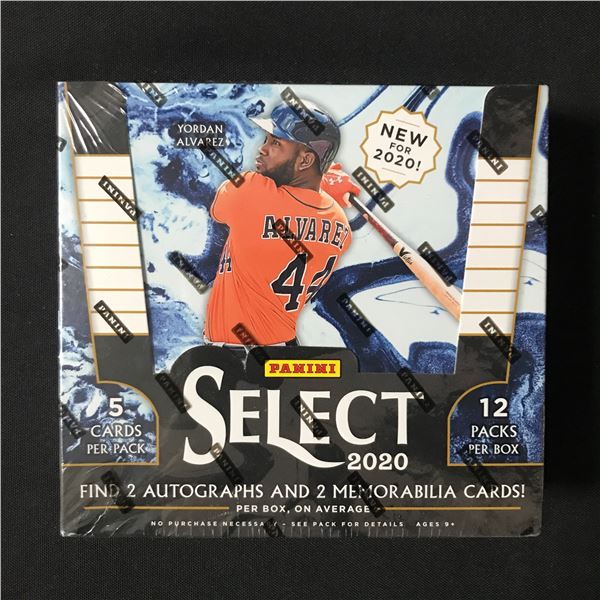 SEALED PANINI SELECT 2020 BASEBALL HOBBY BOX (BO BICHETTE RC 4 RELICS)