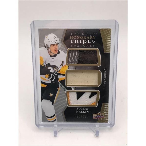2018-19 UPPER DECK TRILOGY EVGENI MALKIN TRIPLE SWATCHES 13/25