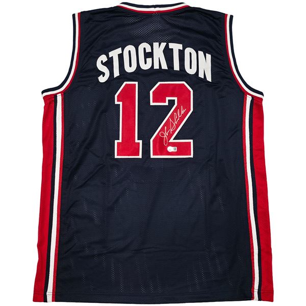 JOHN STOCKTON SIGNED TEAM USA BASKETBALL JERSEY (BECKETT COA)